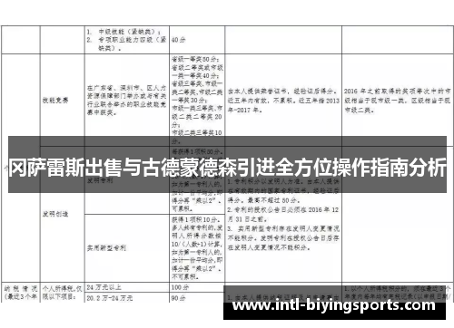 冈萨雷斯出售与古德蒙德森引进全方位操作指南分析