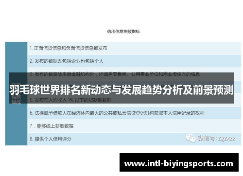 羽毛球世界排名新动态与发展趋势分析及前景预测